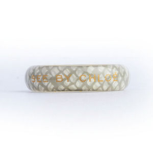 See By Chloé Beige Cream Logo Bangle Bracelet